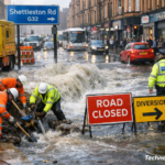 Glasgow Water Main Break on Shettleston Road