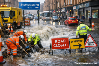 Glasgow Water Main Break on Shettleston Road